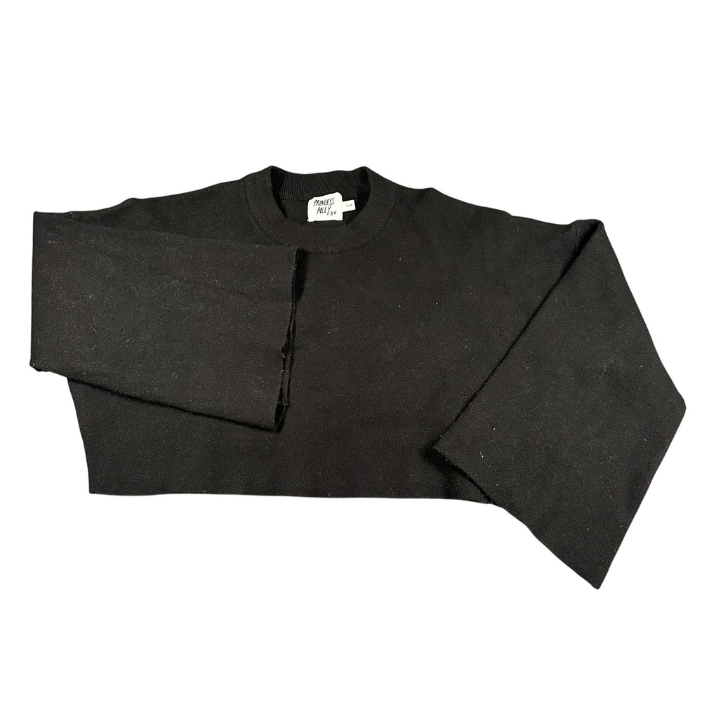 Princess Polly Sweater Womens S/M Black‎ Cropped 3/4 Sleeve Crew Neck Pullover